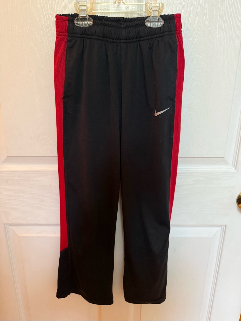 Nike Boys Dri-FIT Active Track Pants Black with Red Side Stripes size M